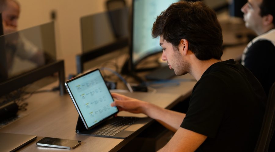 Student working on dispatch platform